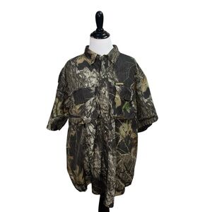 Remington Men's L Large Hunting Button Down Shirt Nylon Vented Camouflage Leaves